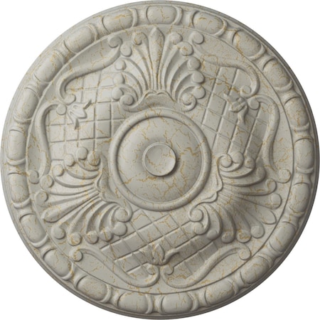 Ekena Millwork Amelia Ceiling Medallion (Fits Canopies up to 4 1/8"), 15 3/4"OD x 5/8"P, Pot of Cream Crackle CM16AMPCC